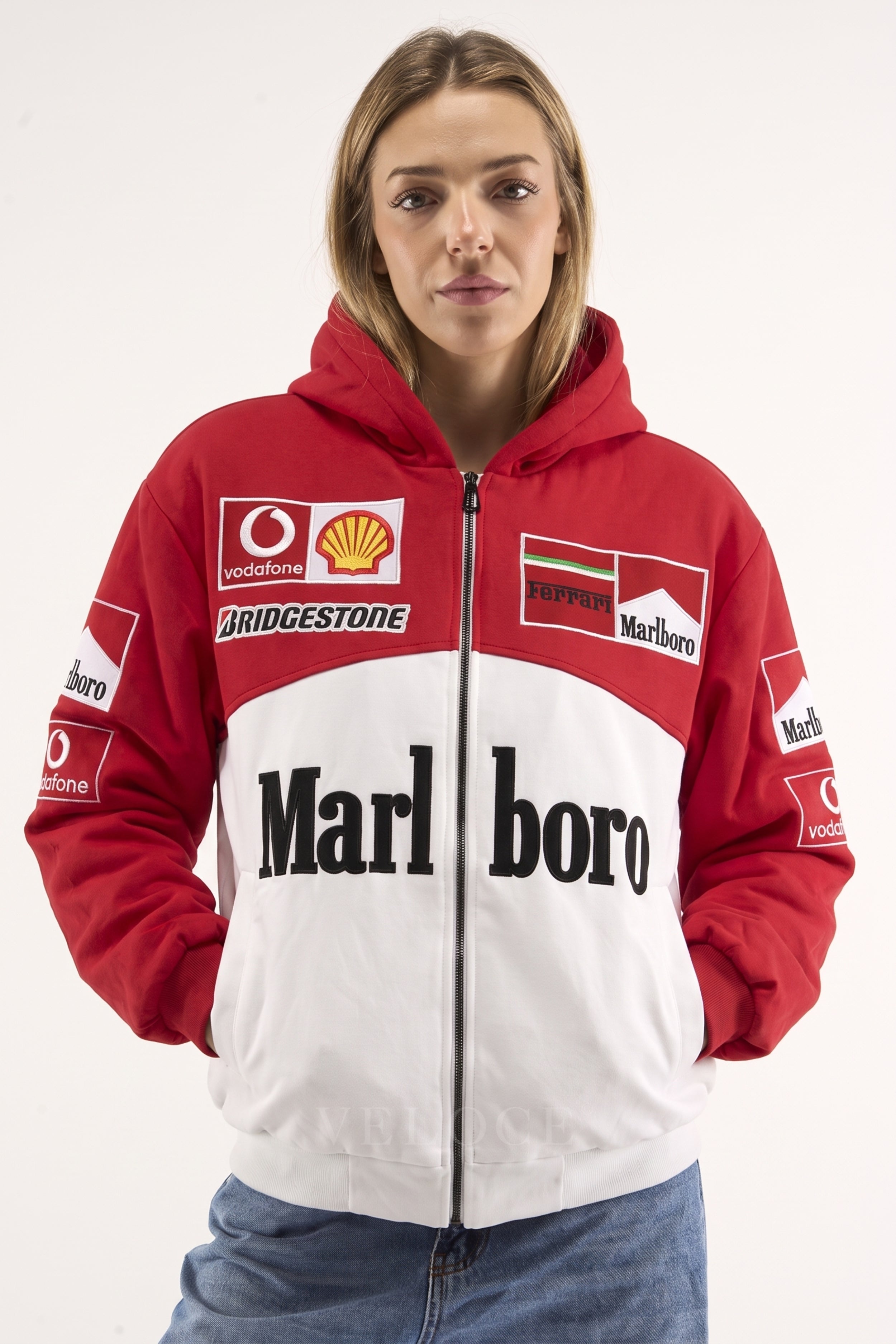 Heritage Cap Marlboro Ferrari Embroidered Zip Hoodie
