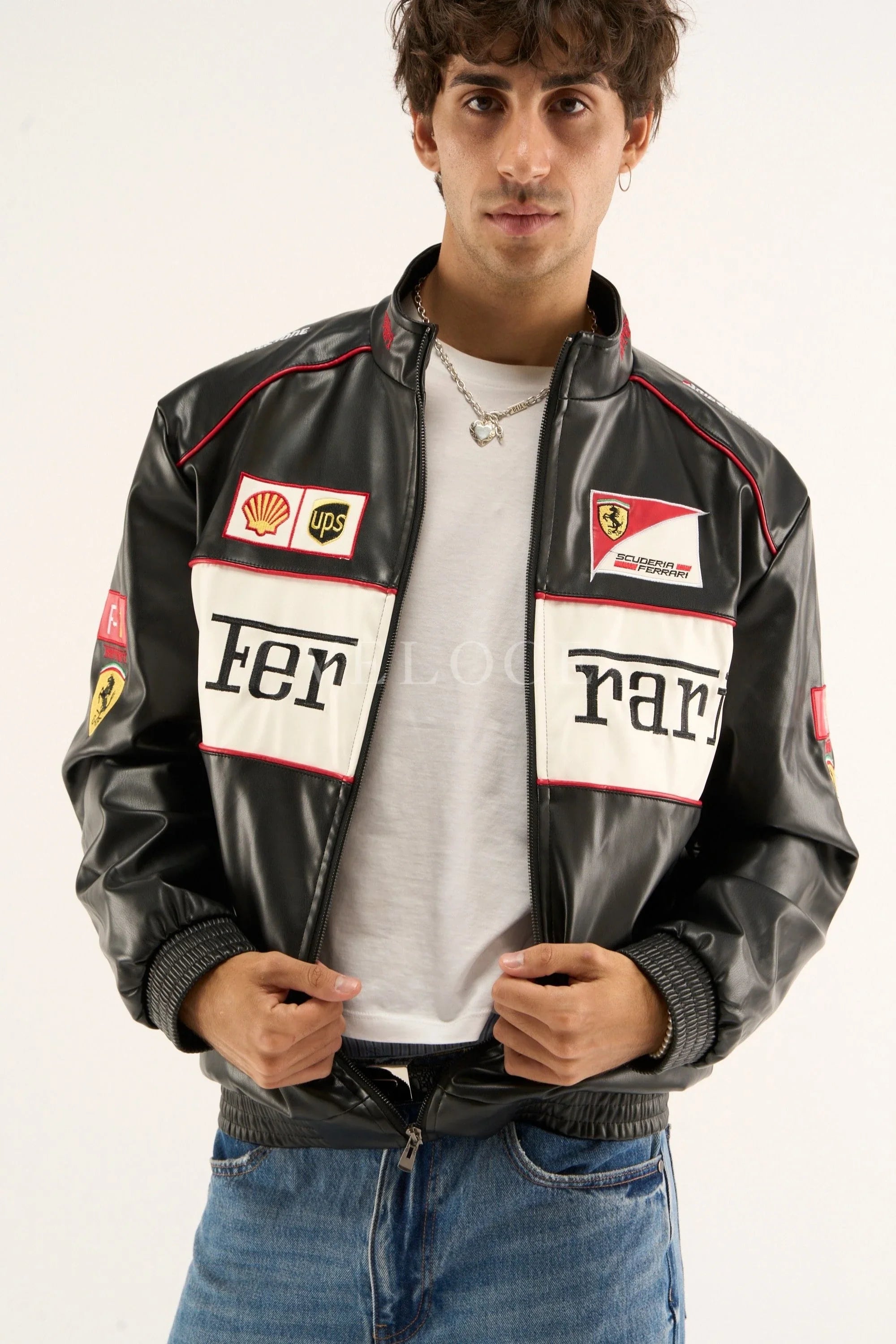 Heritage Leather Jacket Ferrari F1 White Edition